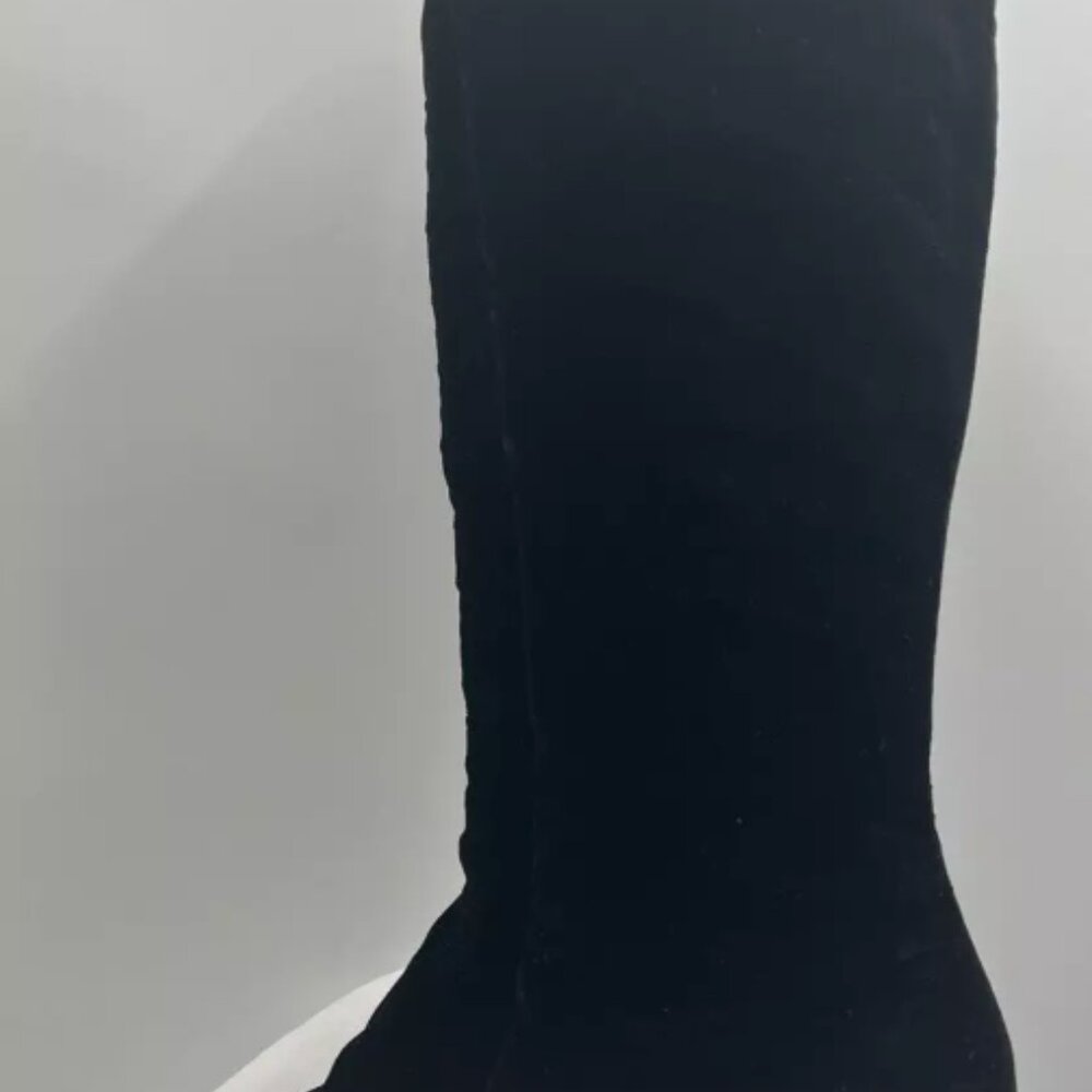 CHANEL Black Velvet Velour Knee High Boots W/Patent Heels/Cap Toe CC/ Logo Sz 40 - Picture 5 of 12